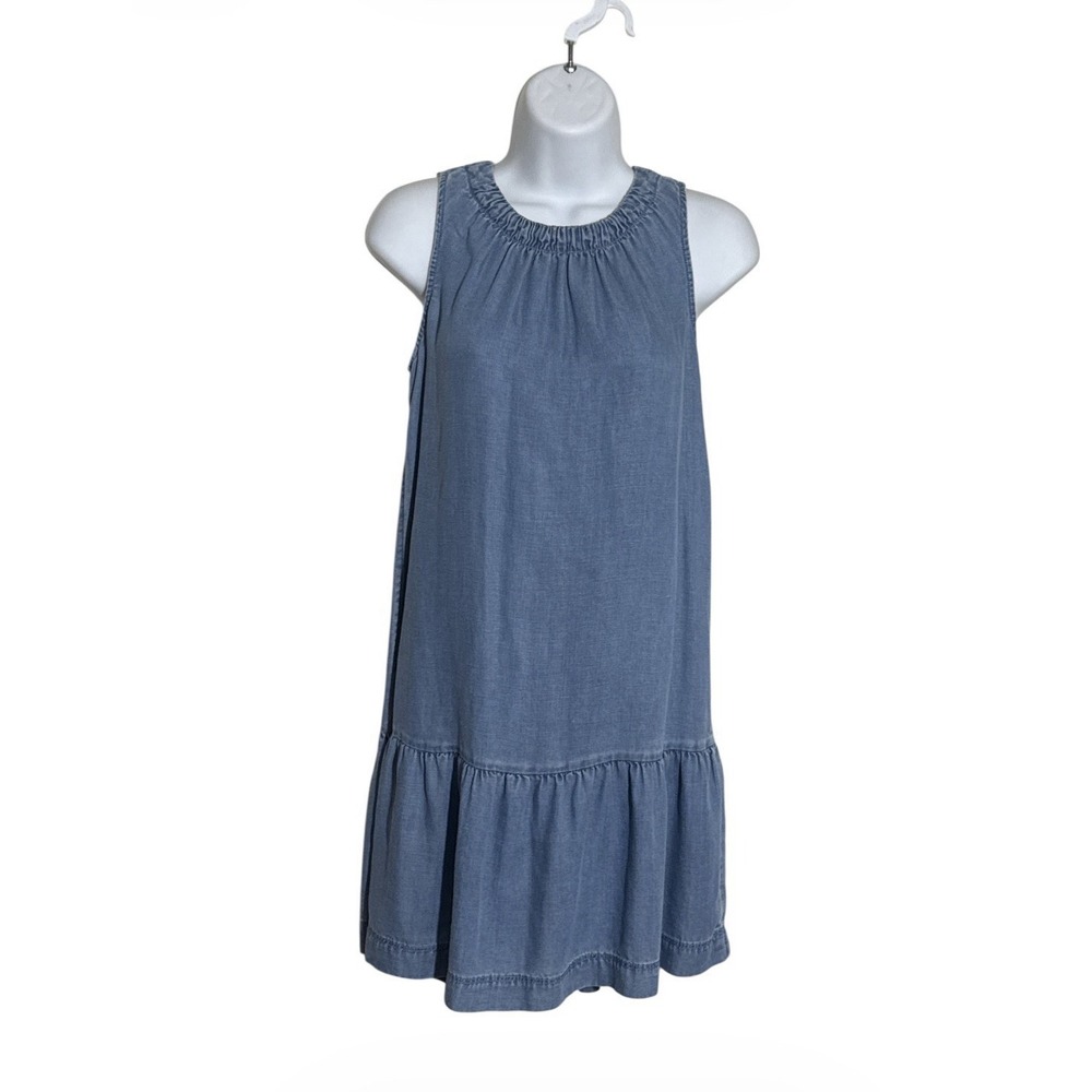 LOFT Chambray Blue Lightweight Denim Drop Waist Popover Tank Dress Size XXS - Picture 3 of 10
